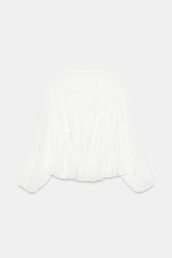 BLOUSE BRODÉE EN PLUMETIS - Blanc de Zara - Image 7