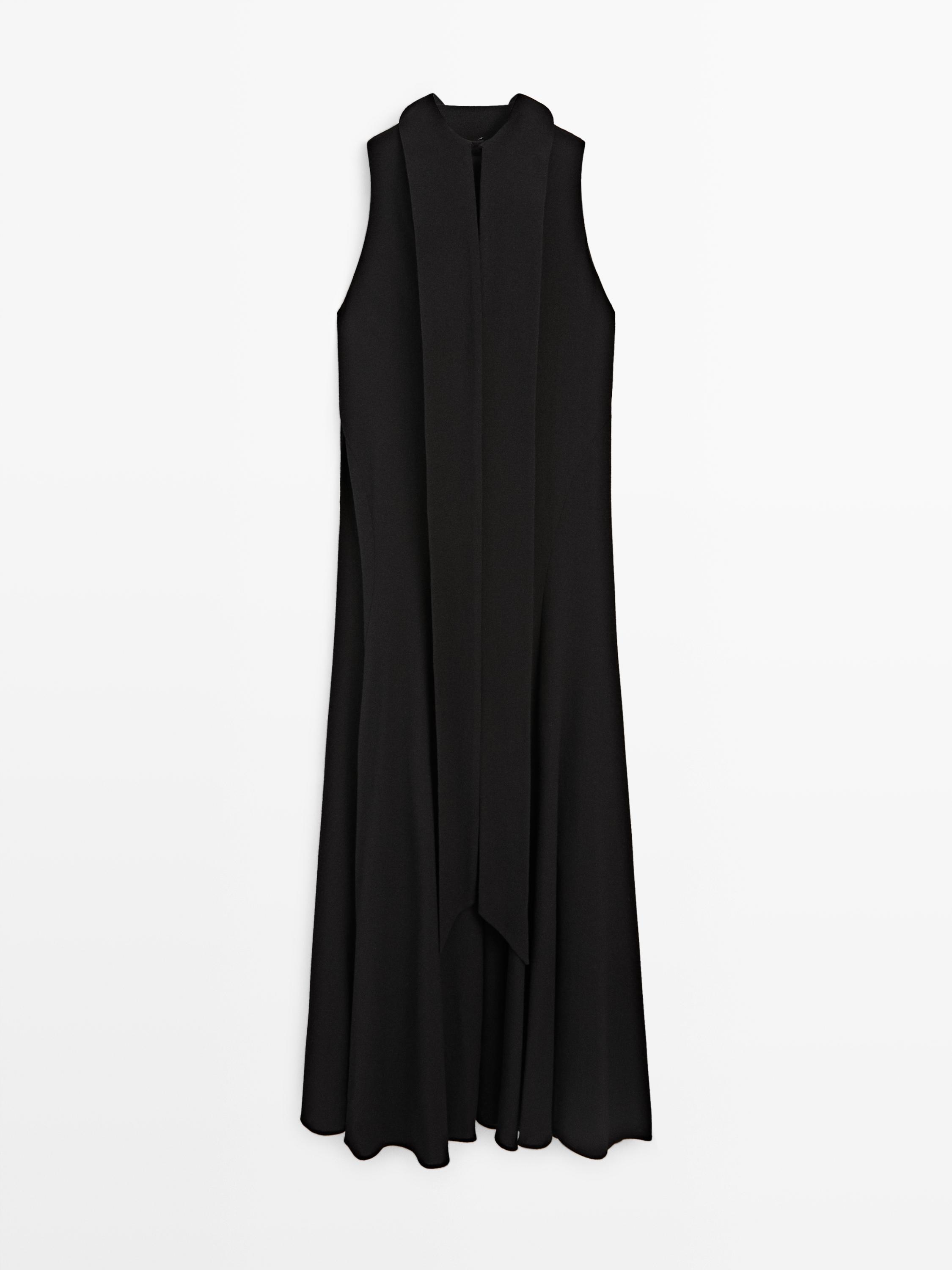 Halter neck midi dress with tie detail