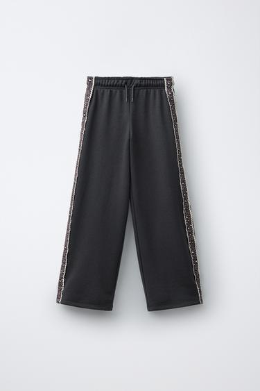 PANTALÓN FELPA WIDE LEG - Gris antracita de Zara - Imagen 0