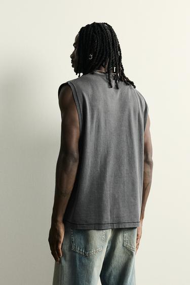 FADED TANK TOP - Dark anthracite by Zara