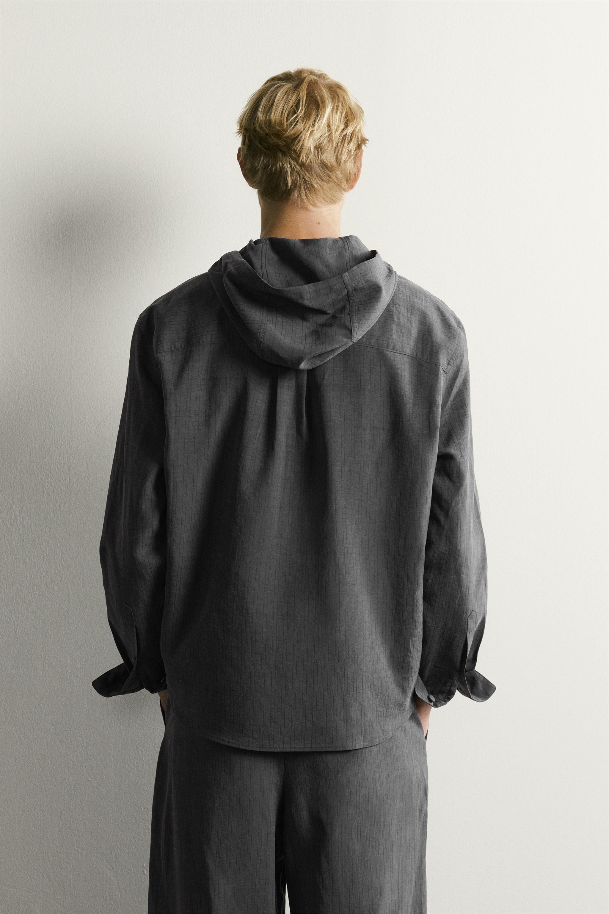 STRIPED FLUID HOODIE OVERSHIRT