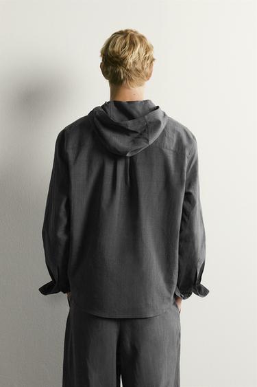 SURCHEMISE FLUIDE À RAYURES ET CAPUCHE - Gris anthracite de Zara - Image 2