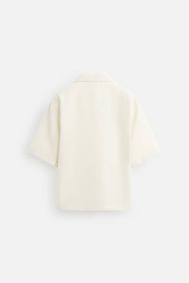 RELAXED FIT TEXTURED POLO SHIRT - Ecru by Zara - Image 7