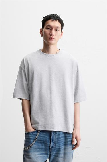 BASIC BOXY FIT T-SHIRT - Grey marl by Zara