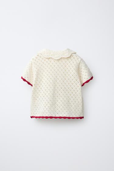 KNIT TOP WITH CROCHET FLOWERS - Ecru by Zara - Image 1