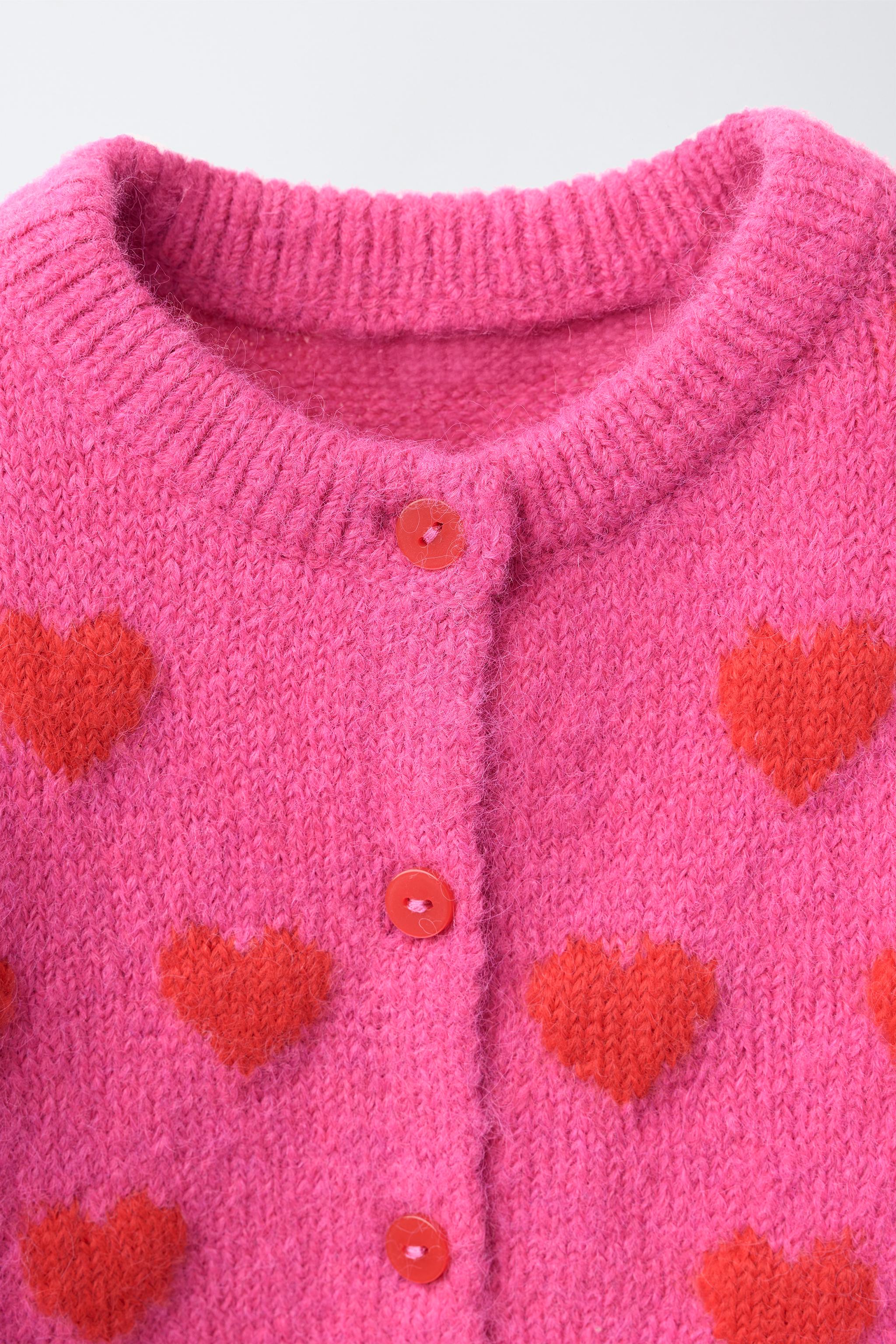 *p(R)ojectR® Heart P Knit HEART PRINT KNIT CARDIGAN - Fuchsia | ZARA India
