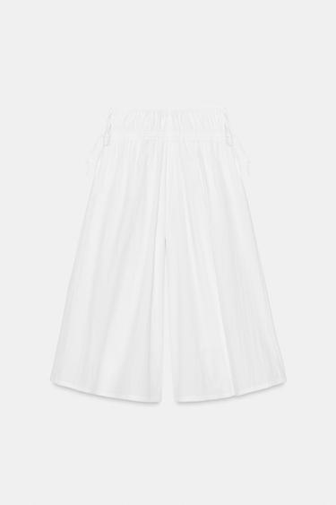 PANTALON JUPE-CULOTTE PLISSÉ - Blanc de Zara - Image 4