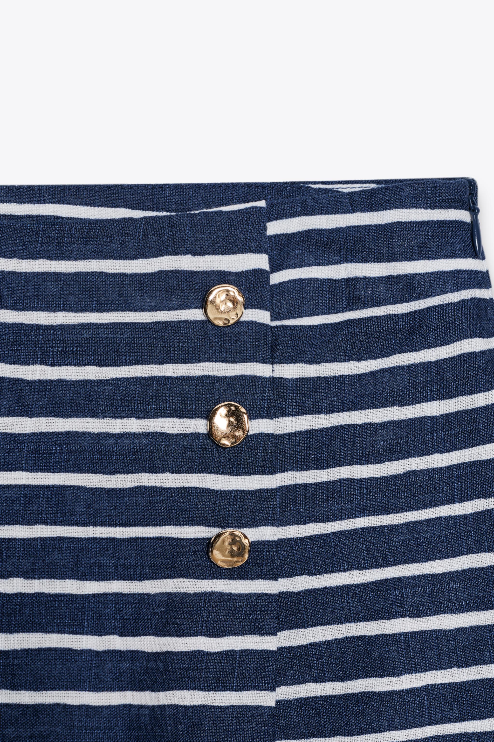 STRIPED LINEN SHORTS
