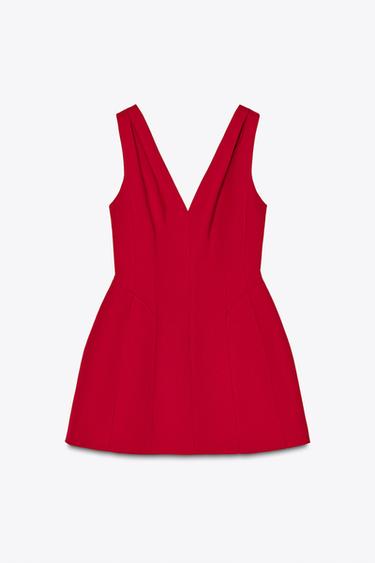 Zara VOLUMINOUS SHORT DRESS ZW COLLECTION - Bright red - Image 0