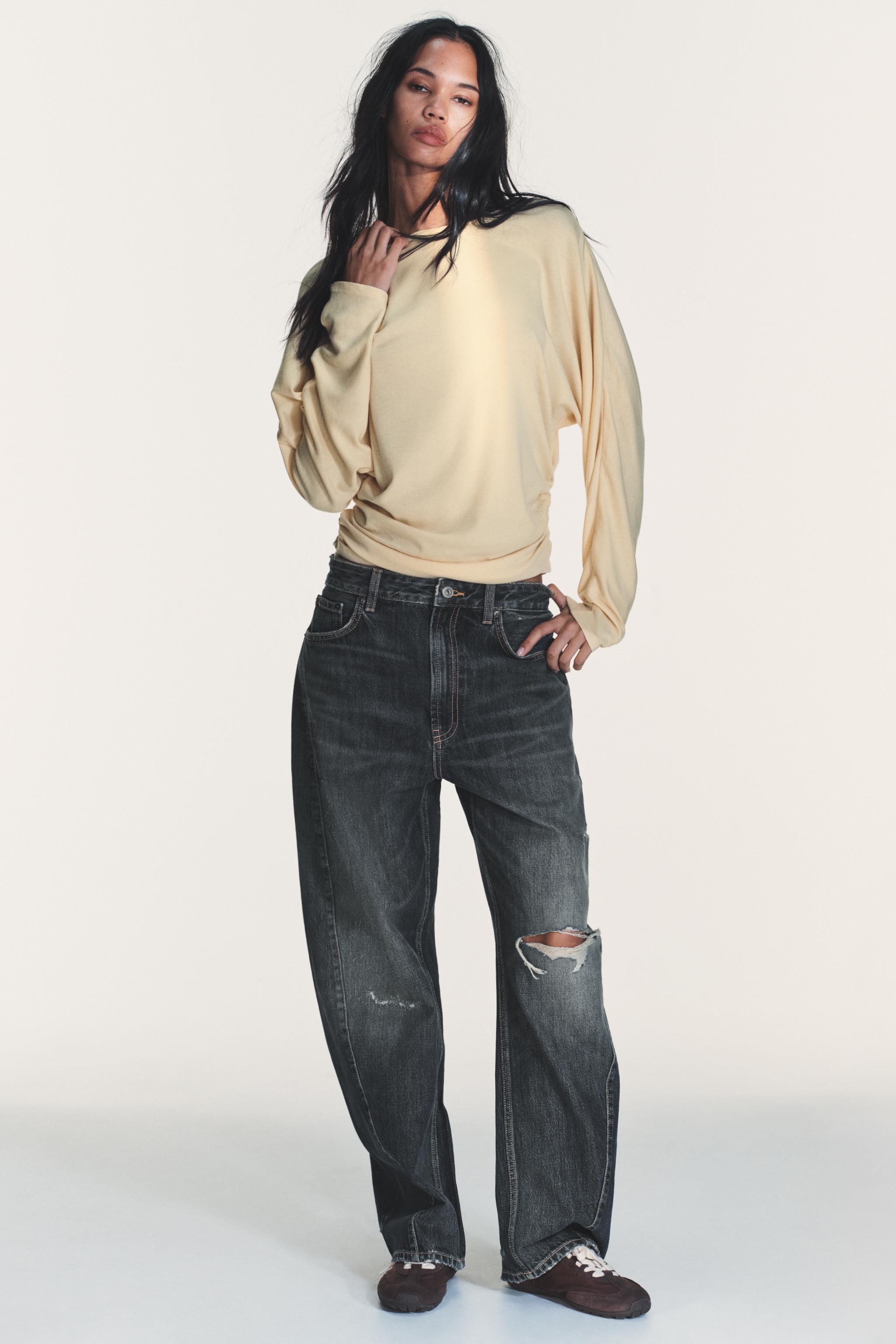 SIDE DRAPED T-SHIRT — Butter