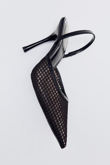 MESH HIGH-HEEL SLINGBACK SHOES - Black by Zara