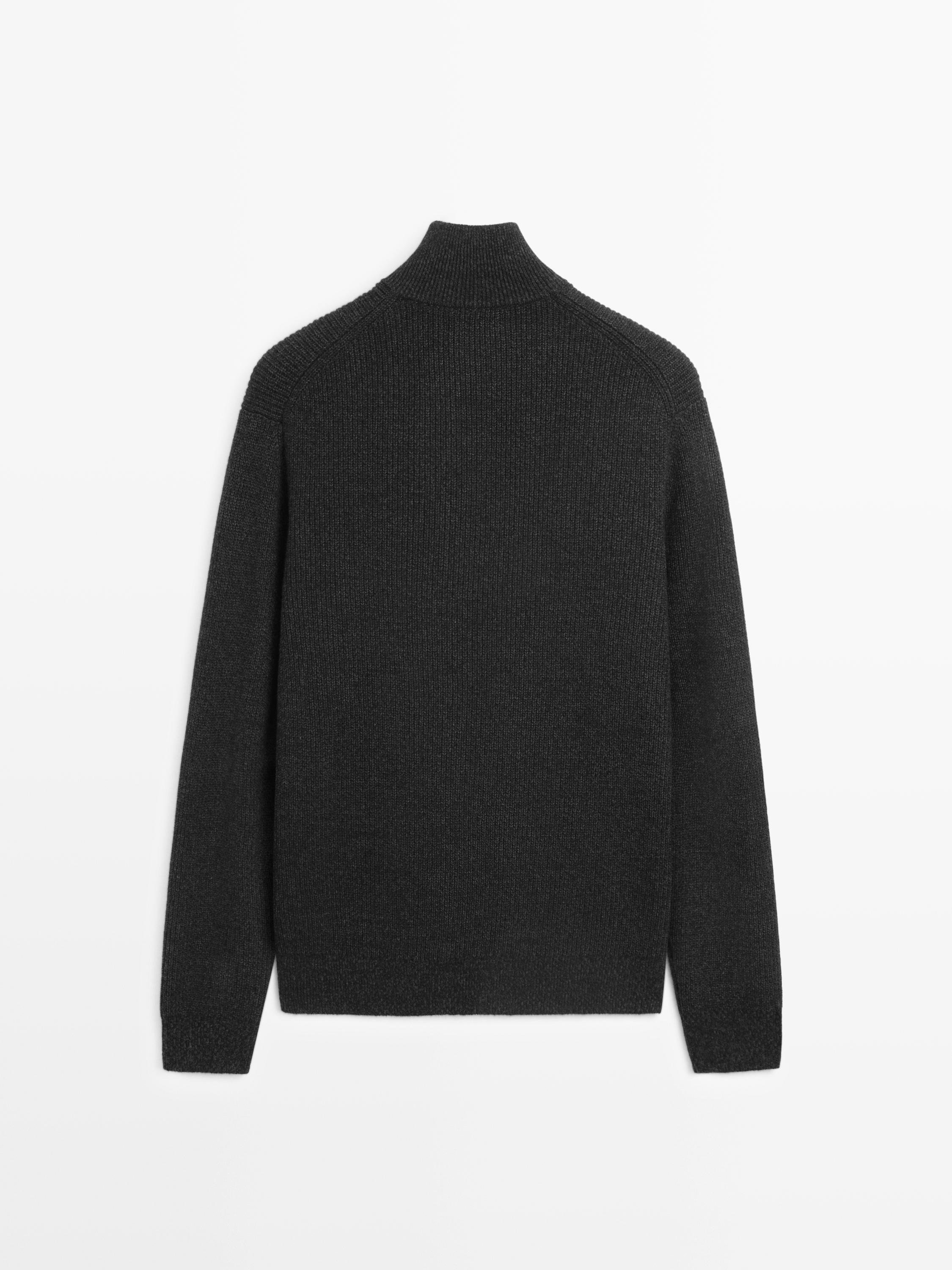 Mock neck knit sweater with zip