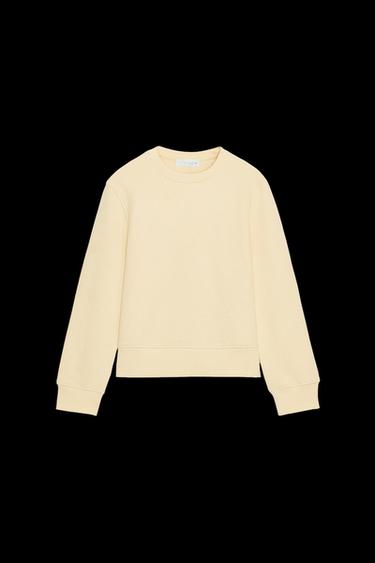 Zara BASIC COTTON SWEATSHIRT - Yellow