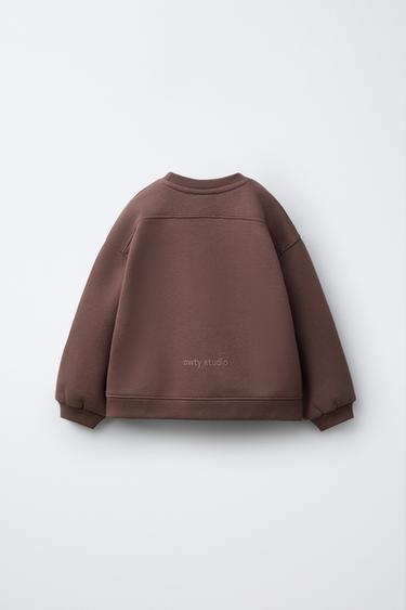 SWEAT AVEC INSCRIPTION EN RELIEF - Chocolat de Zara - Image 1