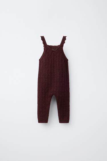 SALOPETTE EN MAILLE AJOURÉE AVEC CACHEMIRE - Aubergine de Zara - Image 1