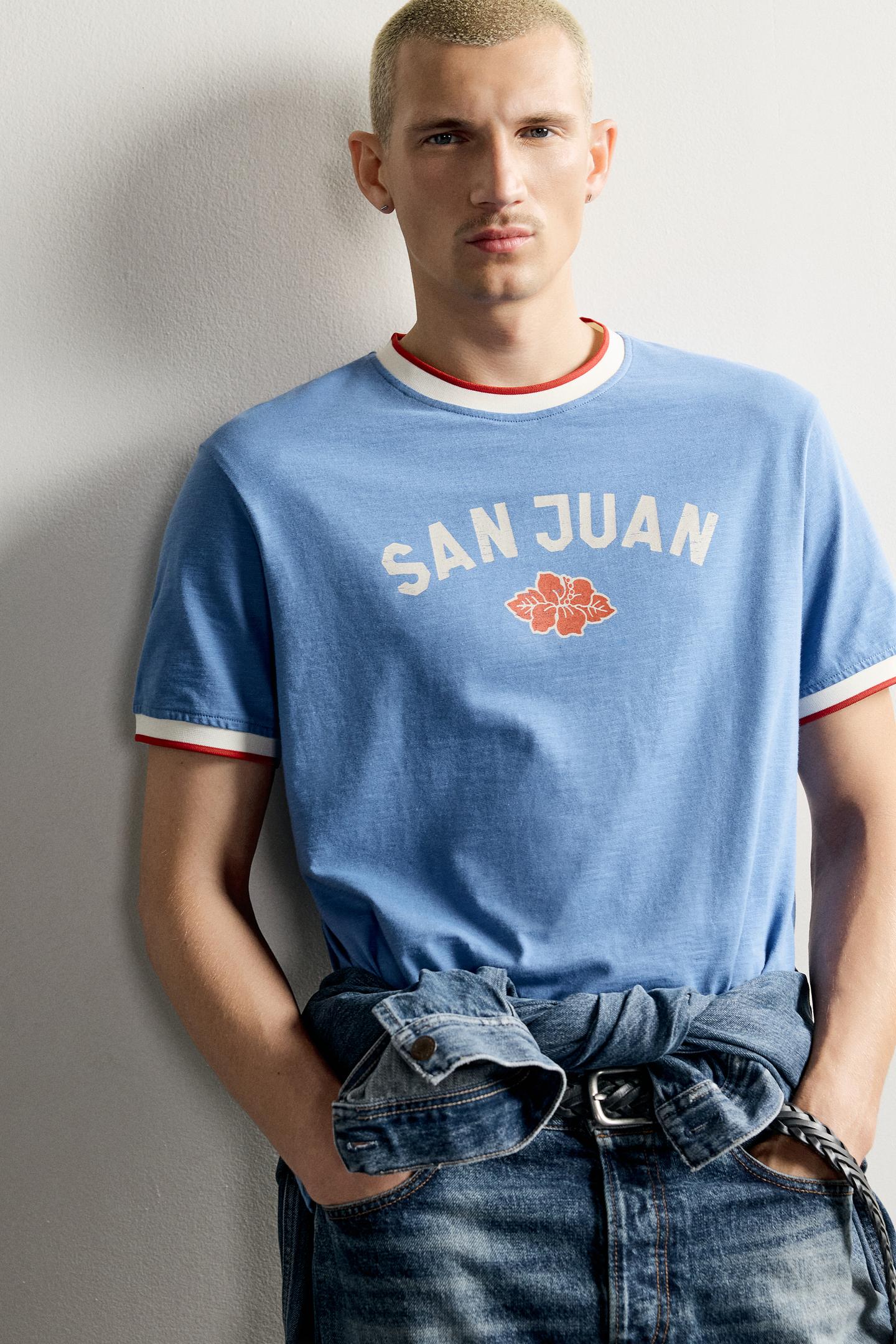 Мужская футболка Zara San Juan Graphic, цвет: Синий — фото 5
