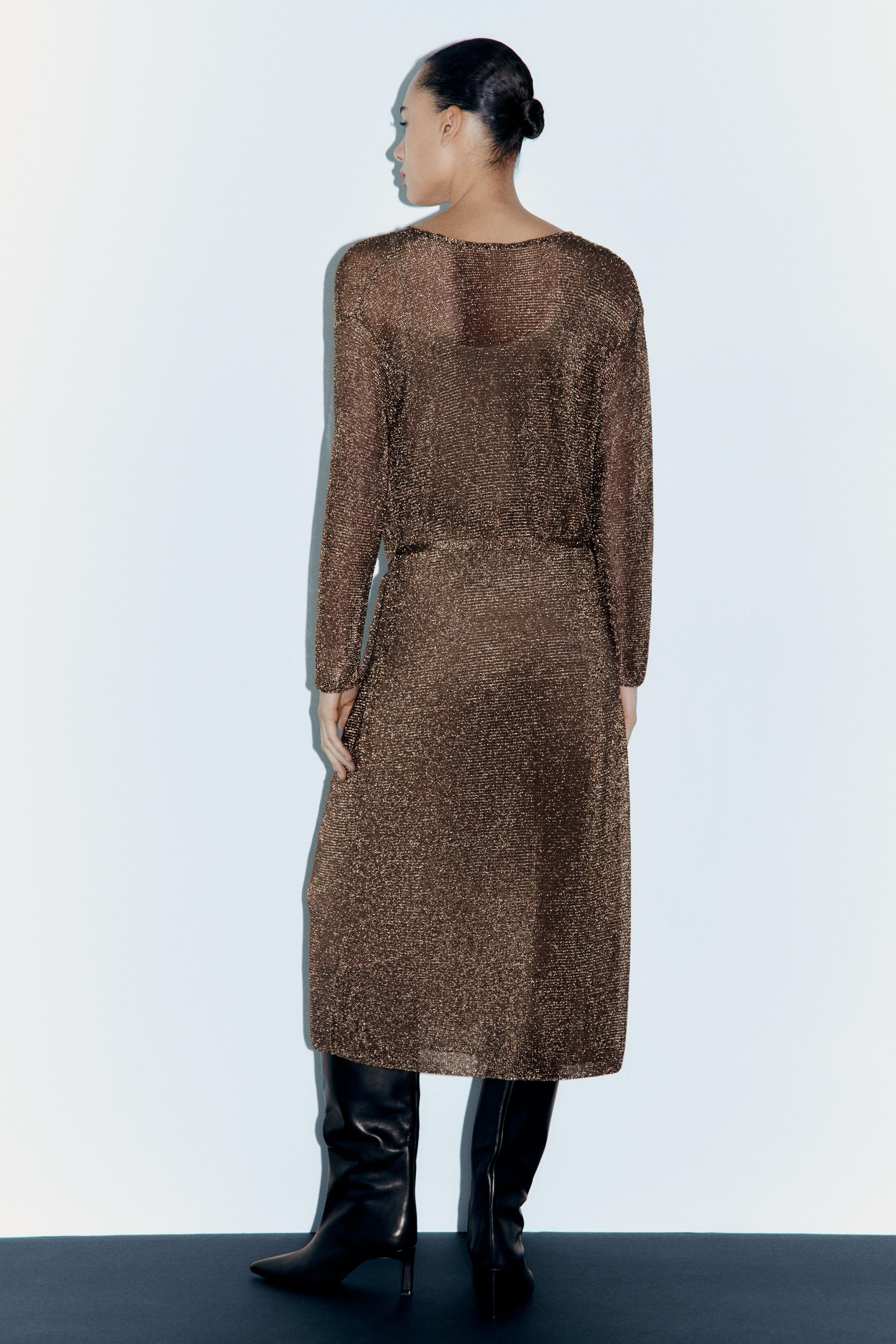 High Elastic Gold Jacquard Knit Mesh Sleeve Design Sense Dress, Dress,  Party, Dress - China Dress price