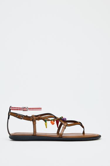 Zara 飾品帶涼鞋 - 棕色