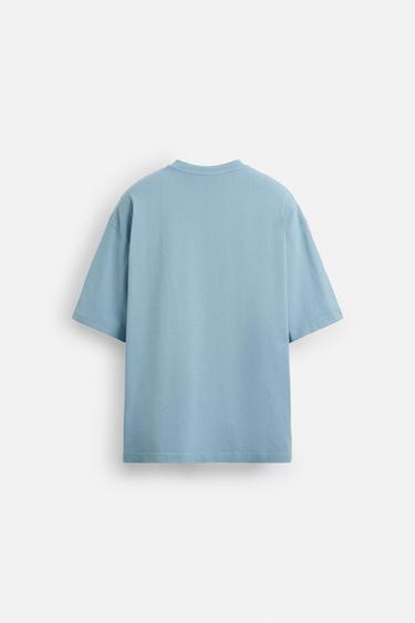 T-SHIRT WITH RAISED SLOGAN - Blue by Zara - Image 6