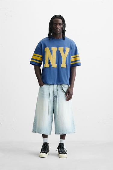 VARSITY PRINT T-SHIRT - Blue by Zara