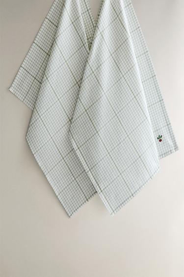 STRIPED TEA TOWEL PACK (PACK OF 2) - GREENISH by Zara