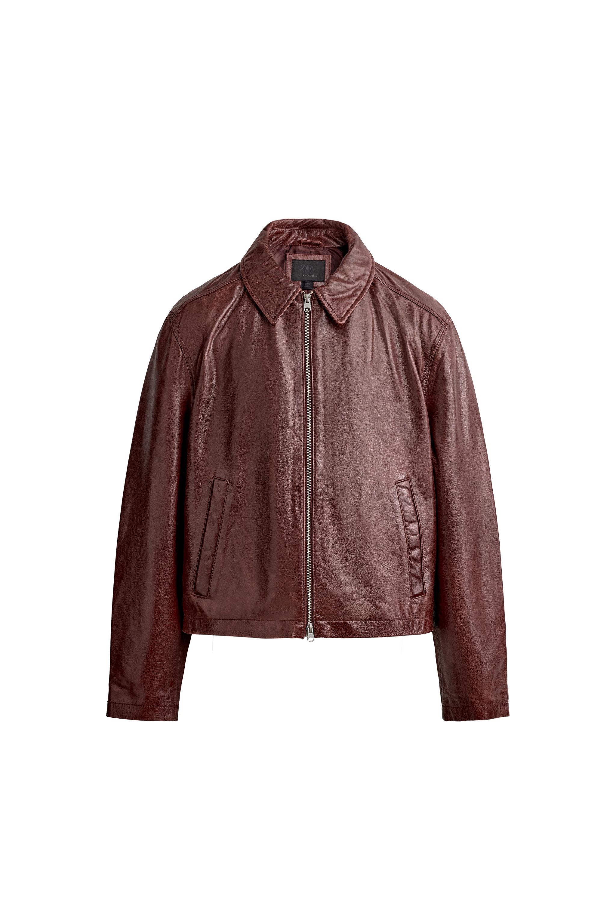 CROPPED-FIT LEATHER JACKET