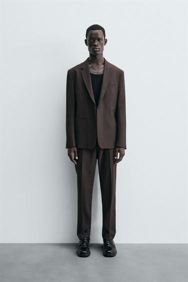 WOOL BLEND SUIT TROUSERS - Brown by Zara