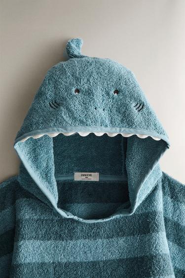 KIDS’ SHARK BEACH PONCHO - Blue by Zara - Image 1