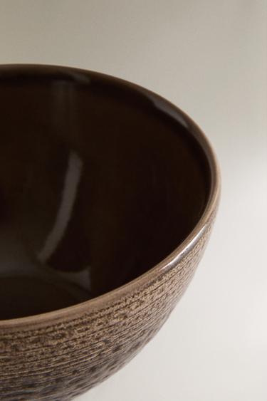 EARTHENWARE BOWL WITH RAISED DESIGN - Grey by Zara - Image 2
