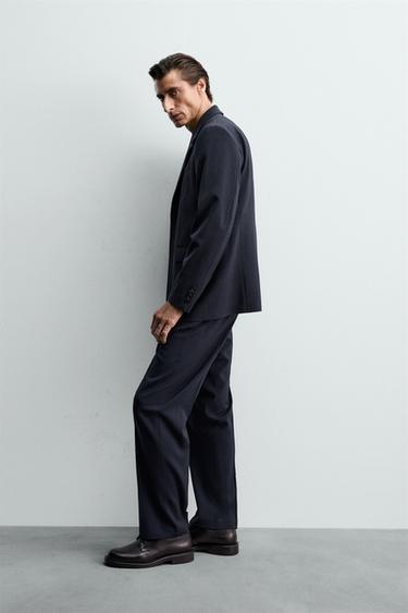 BLAZER DE COSTUME 100 % LAINE - Bleu marine de Zara - Image 3