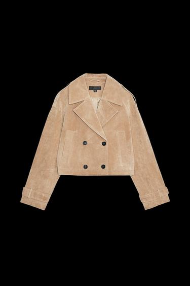 CAZADORA TRENCH CORTA 100% PIEL - Tostado de Zara - Imagen 0