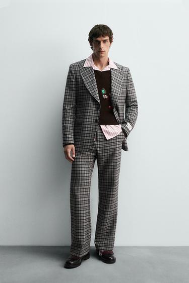 Zara HARRY LAMBERT FOR ZARA X DISNEY 格紋西裝長褲 - 灰色