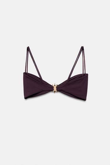 HAUT DE BIKINI PLISSÉ COQUILLE - Marron de Zara - Image 2
