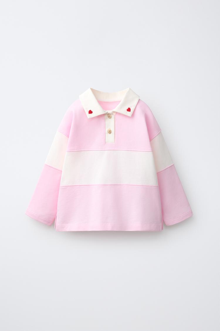 Polo cuello corazones bordados