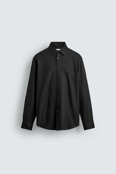 Zara EASY CARE 系列紋理襯衫 - 黑色