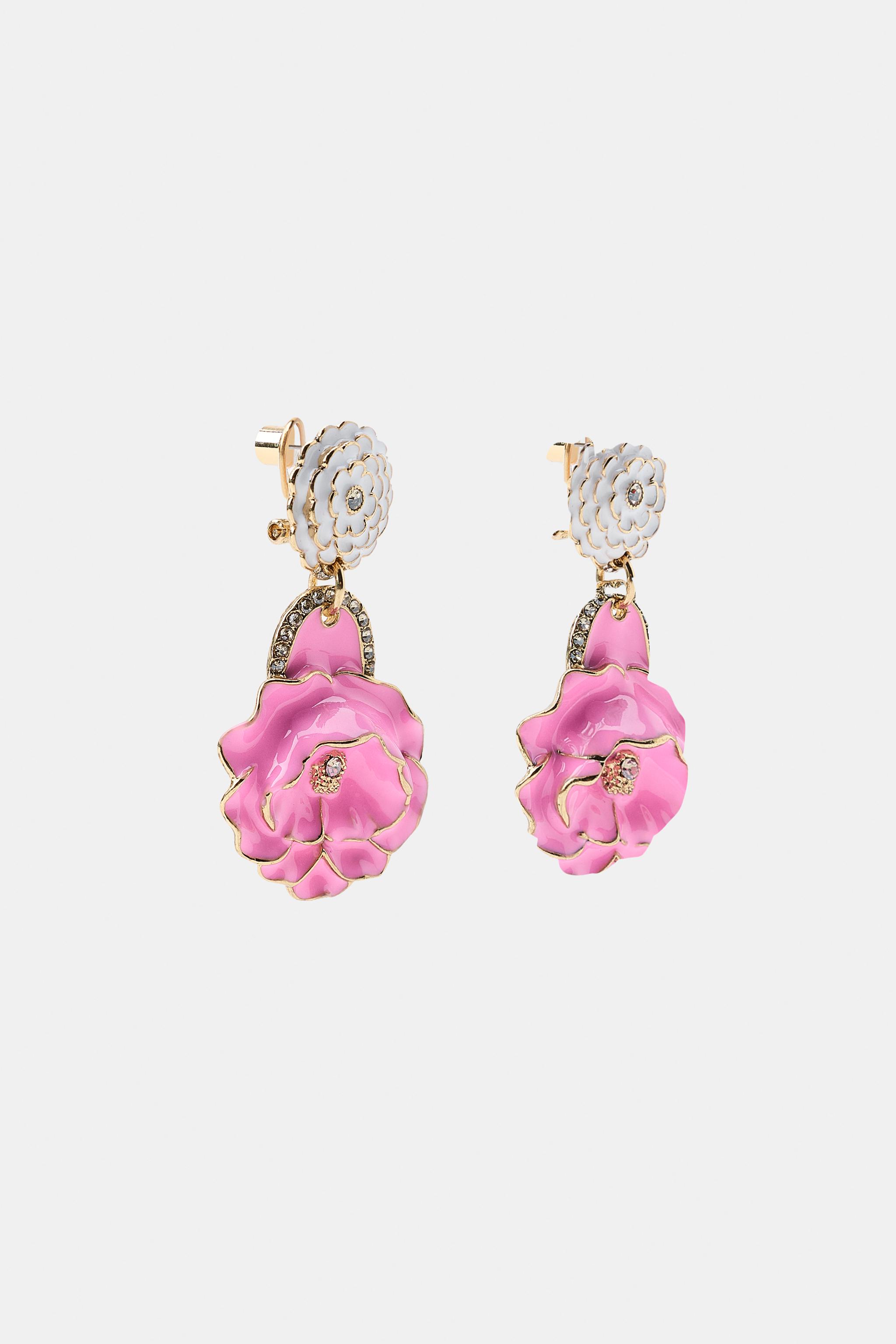 ENAMELED FLOWER EARRINGS