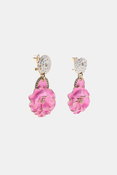 BOUCLES D'OREILLES FLEUR ÉMAILLÉE - Rose de Zara - Image 3