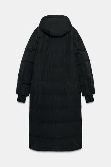 LONG WATER-REPELLENT AND WINDPROOF HOODED DOWN JACKET - Black by Zara