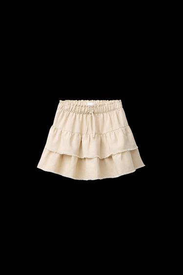 HOSENROCK MIT VOLANTS UND LEINEN - Beige von Zara - Bild 0