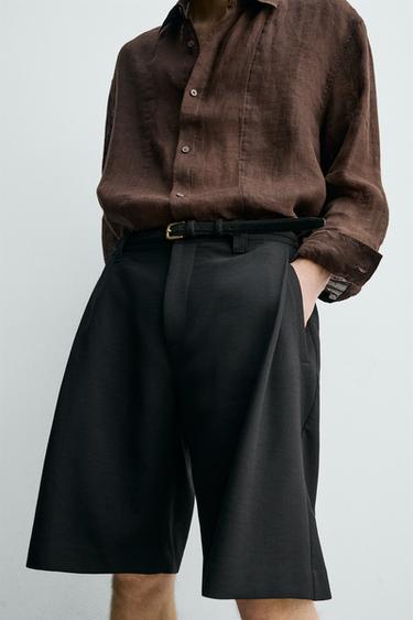BERMUDA RELAXED FIT PLIS LATÉRAUX - Noir de Zara - Image 4