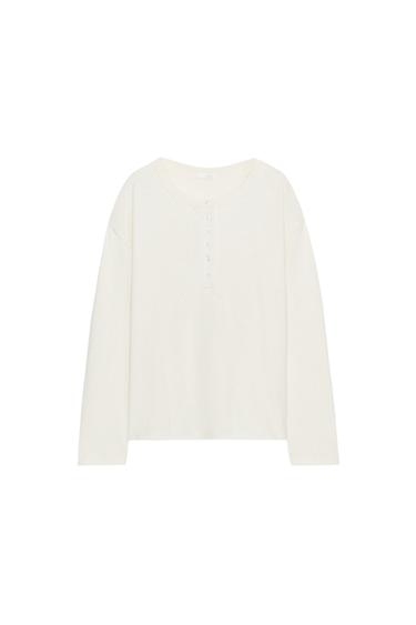 RUSTIC HENLEY T-SHIRT - Ecru by Zara