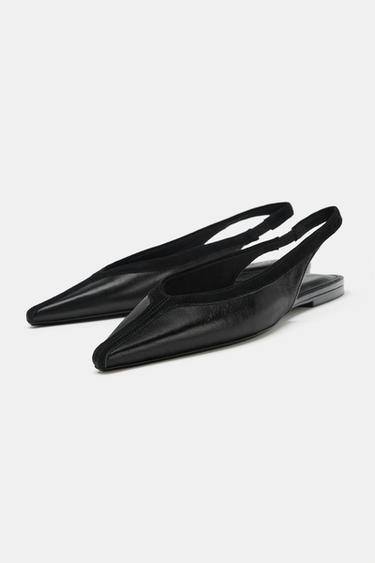 CHAUSSURES EN CUIR OUVERTES À L'ARRIÈRE - Noir de Zara - Image 2