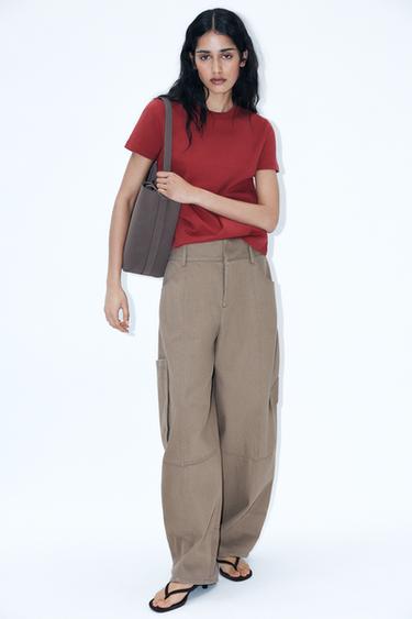 CAMISETA INTERLOCK MANGA CORTA - Granate de Zara