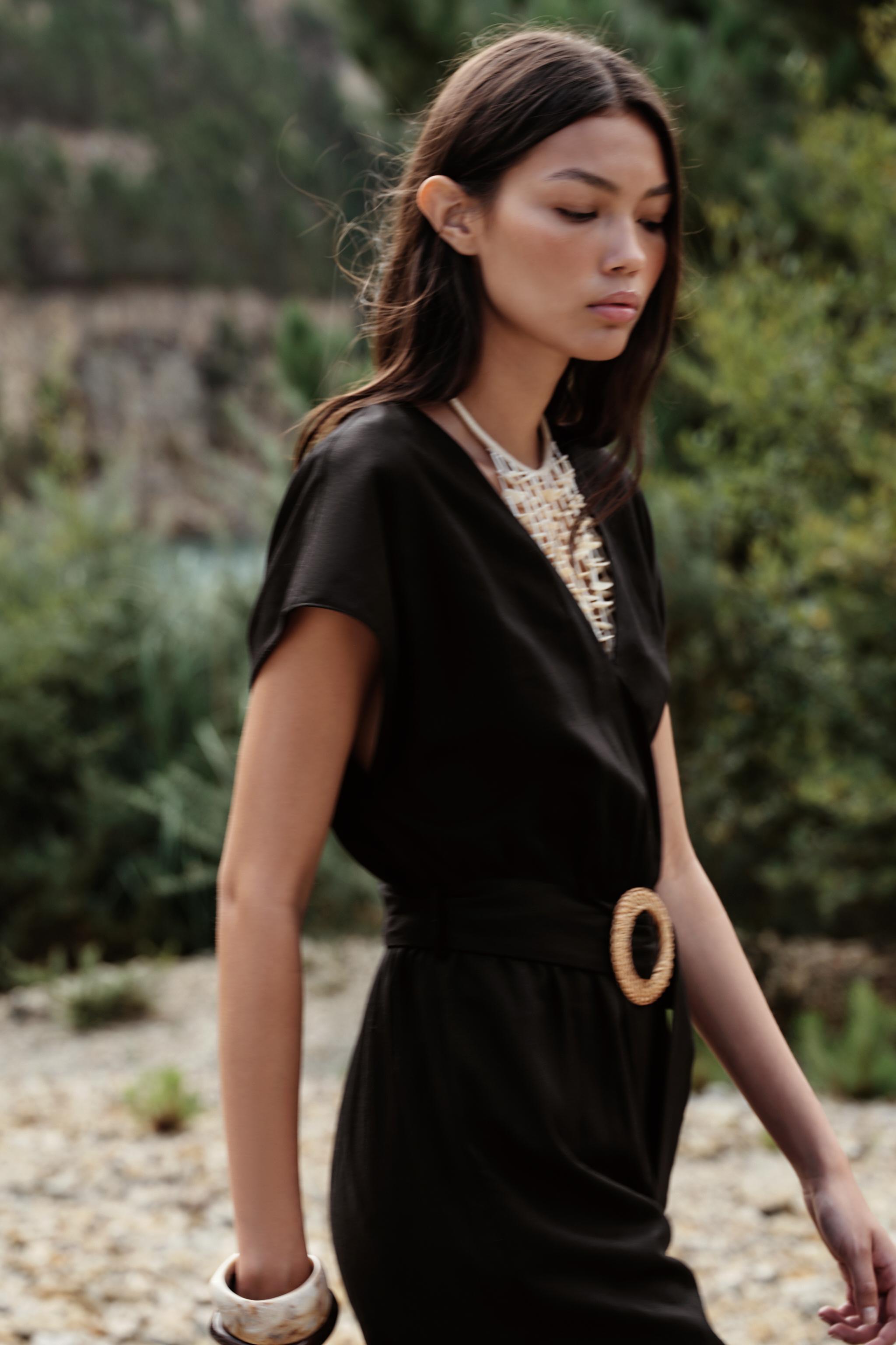 ZARA【NEW】LINEN BLEND BELTED JUMPSUIT LINEN BELTED LONG JUMPSUIT - Black | ZARA Canada