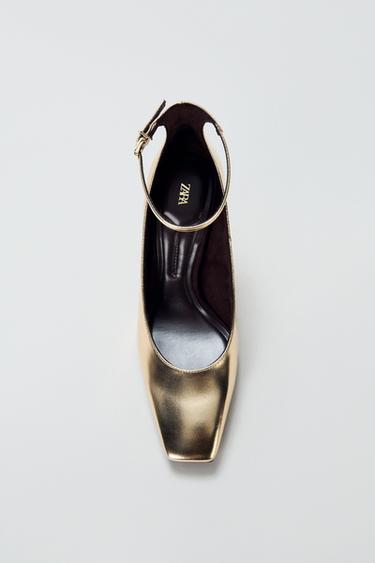 Zara METALLIC EFFECT HEELS - Gold