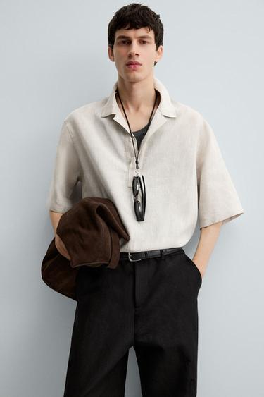 CHEMISE POLO 100 % LIN - Beige clair de Zara - Image 4