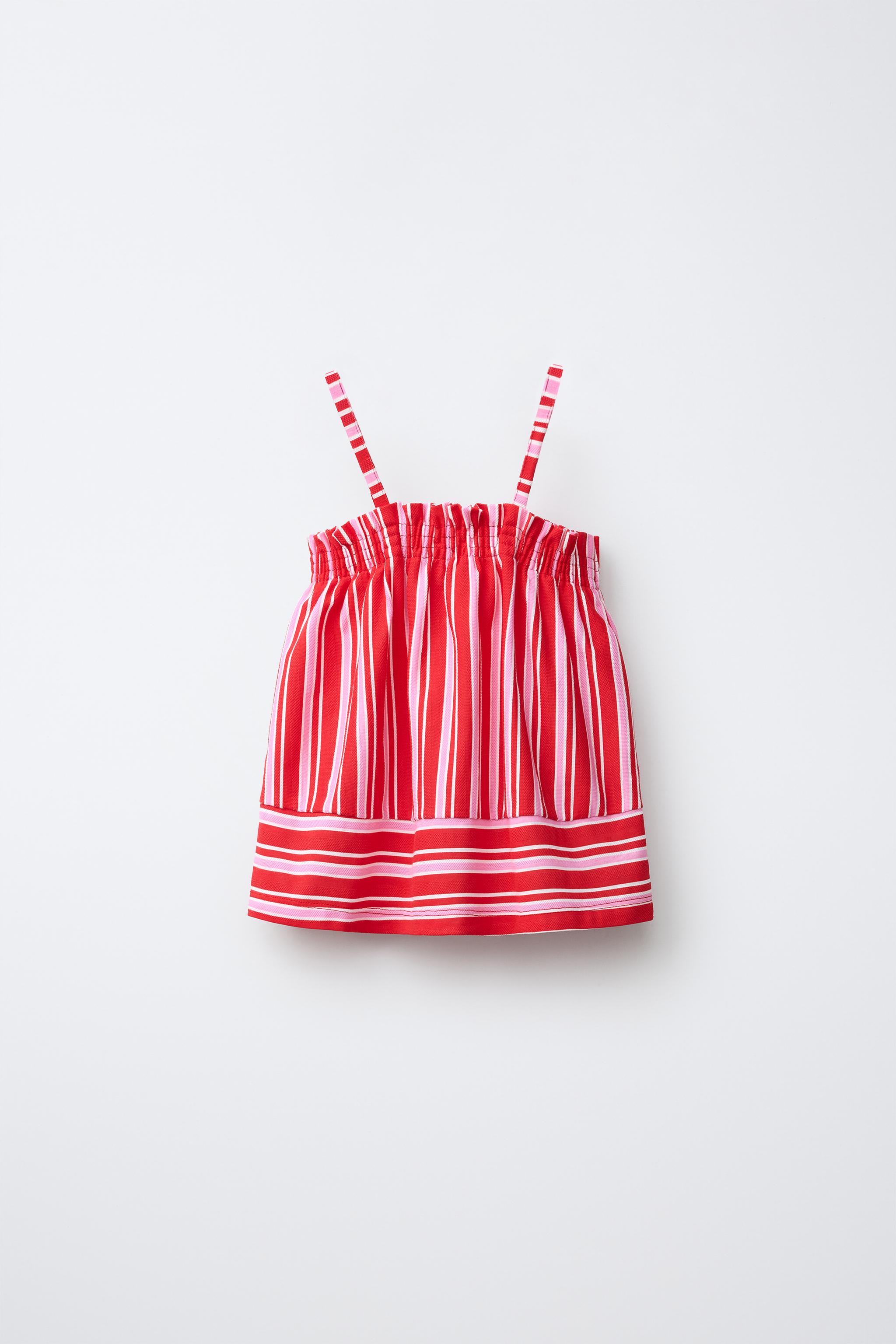 STRIPED TEXTURED TOP — Bright red