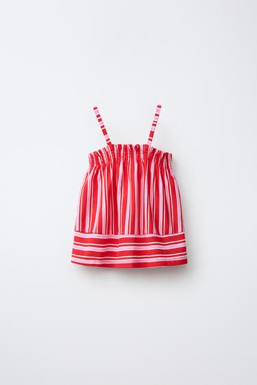 STRIPED TEXTURED TOP - Bright red by Zara