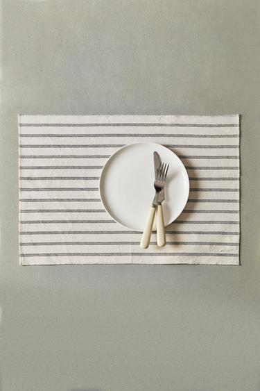 DYED THREAD STRIPED PLACEMAT - Ecru by Zara - Image 5