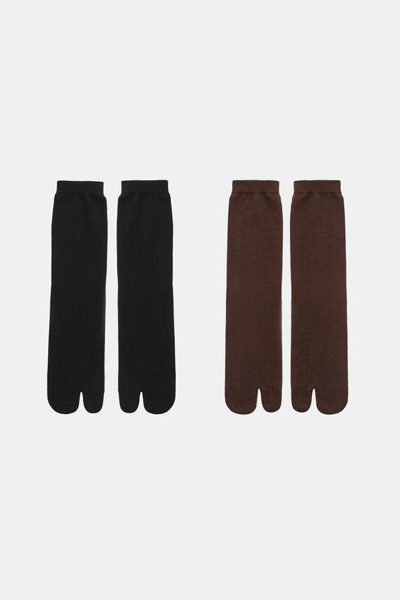 Zara 2-PACK WOOL TABI SOCKS - Black - Image 0
